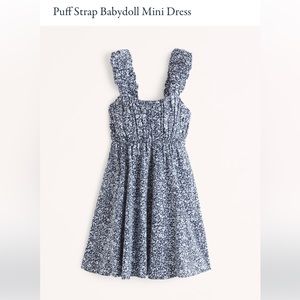 NWT Abercrombie & Fitch Puff Strap Babydoll Mini Dress - Blue
